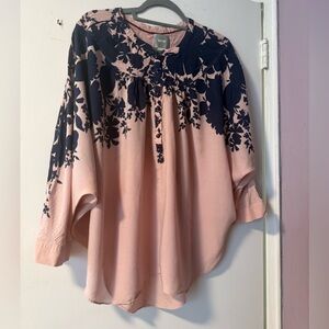 Maeve Pink and Navy Floral Blouse